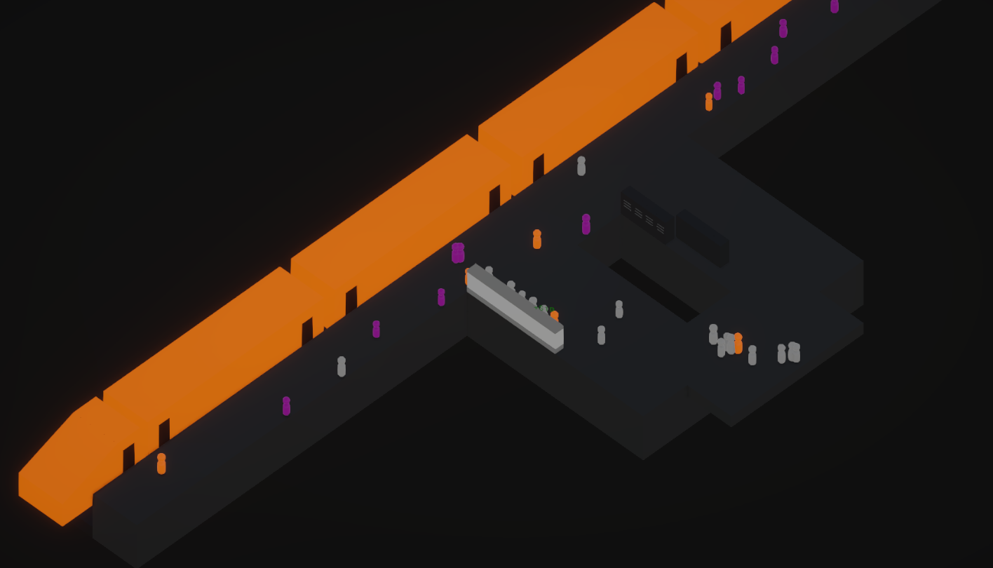 Single platform far shot with orange train